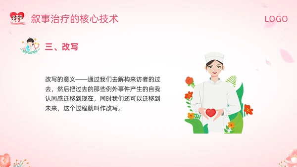 粉色插画叙事护理概述PPT模板宣传PPT动态PPT