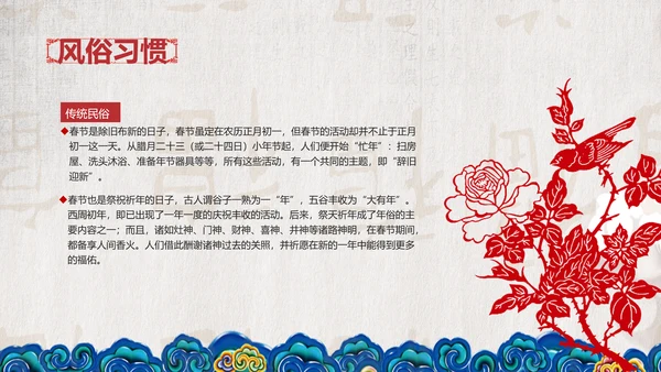 典雅中国风春节习俗传统文化PPT课件