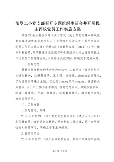 阳罗二小党支部召开专题组织生活会并开展民主评议党员工作实施方案.docx