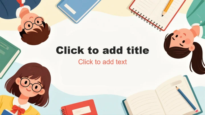 红黄色扁平卡通插画风大学生班委竞选PPT主题模板