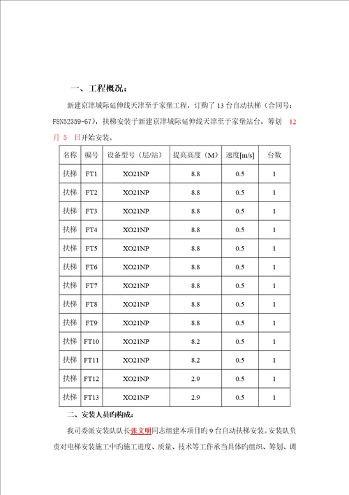 扶梯安装综合施工专题方案