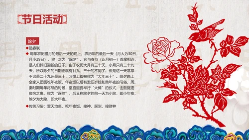 典雅中国风春节习俗传统文化PPT课件