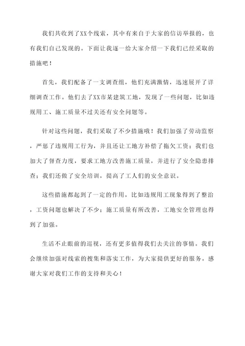 巡视线索落实情况汇报