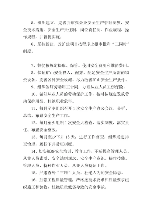 煤矿法定代表人安全生产目标责任书