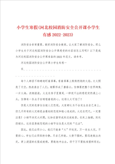 小学生寒假河北校园消防安全公开课小学生有感20222023