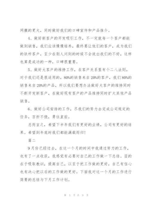 销售月度工作总结及下月工作计划【三篇】.docx