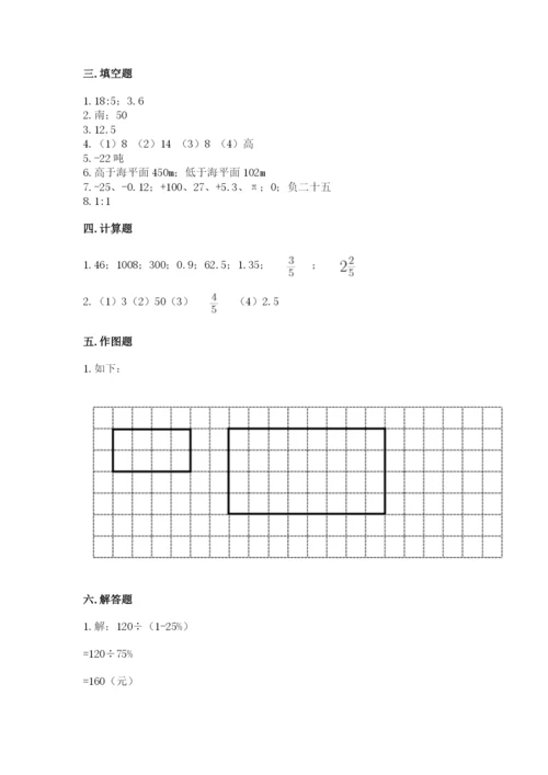 冀教版六年级下册数学 期末检测卷及答案（名师系列）.docx