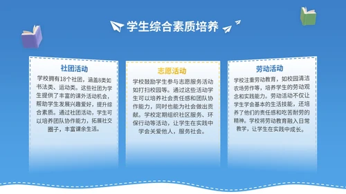 蓝黄色3D立体风9月开学季新生入学教育讲座PPT模版