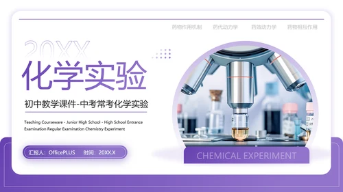 紫色商务风中考常考化学实验PPT模板
