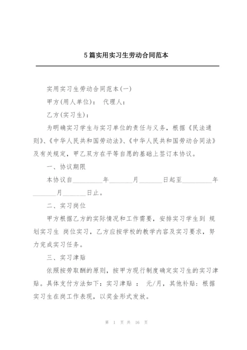 5篇实用实习生劳动合同范本.docx