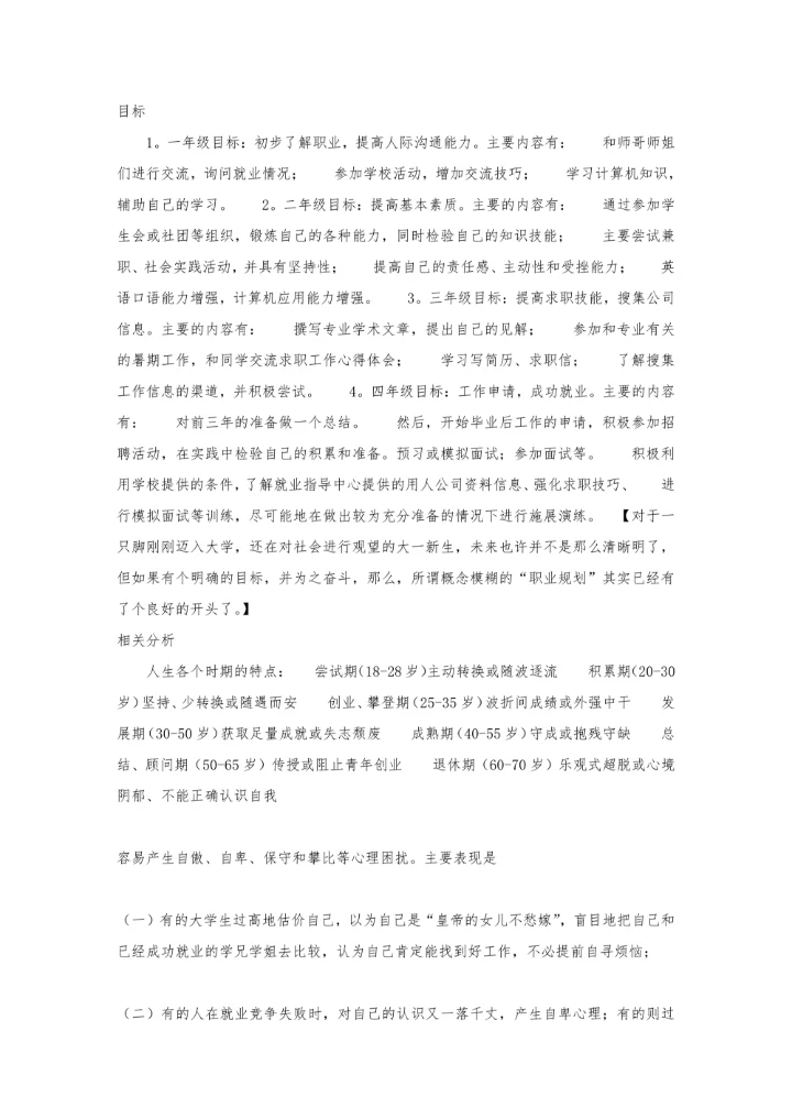 大学生职业生涯规划书通用模板