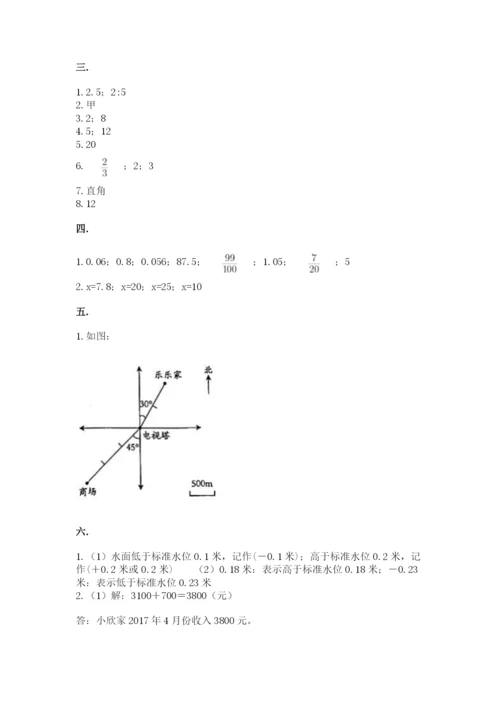 河南省平顶山市六年级下册数学期末测试卷含答案（综合题）.docx