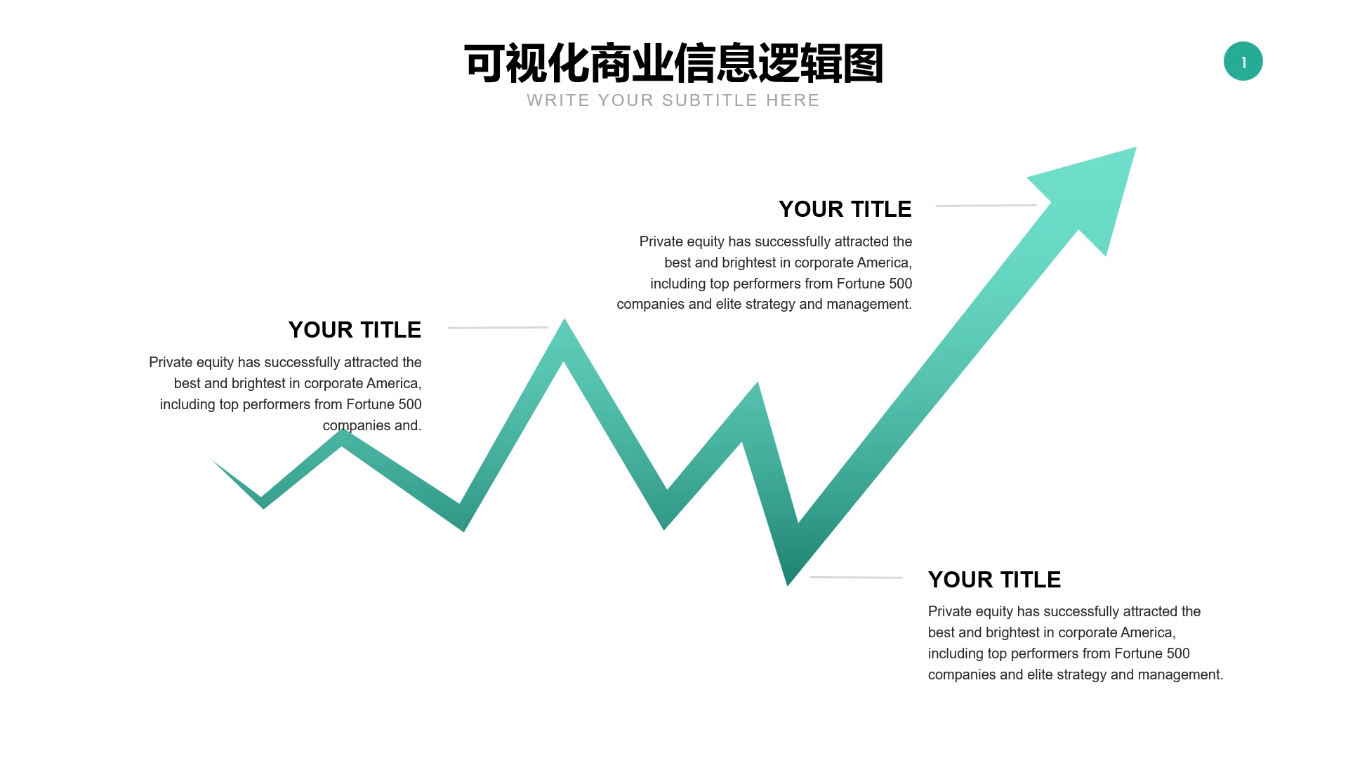 3项蓝色可视化商业信息逻辑图箭头商务汇报PPT模板