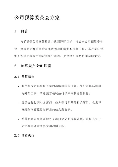 公司预算委员会方案