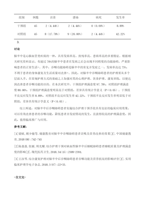 综合护理干预对脑卒中后吞咽障碍患者的影响.docx