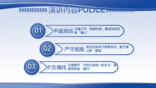 蓝色大气警察的任务与职责PPT动态模板