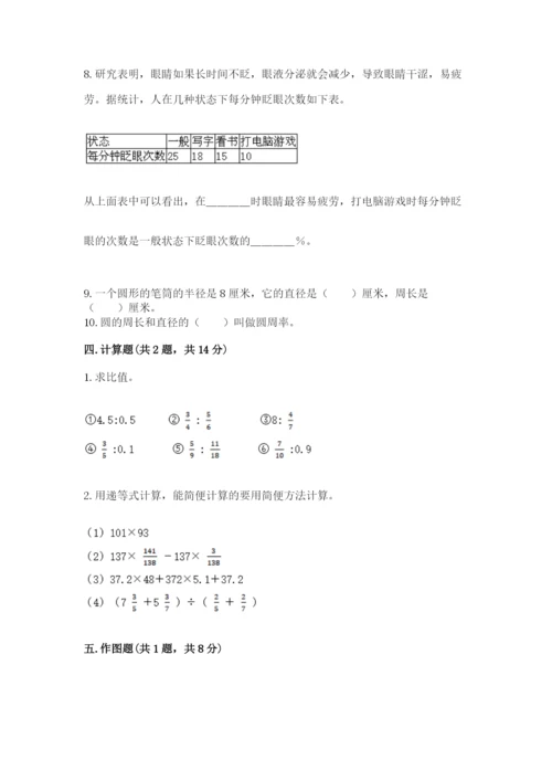 2022人教版六年级上册数学期末测试卷【全国通用】.docx