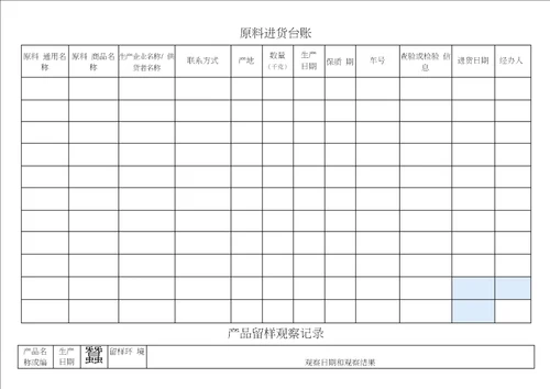 饲料供应商评价记录原料出入库表格