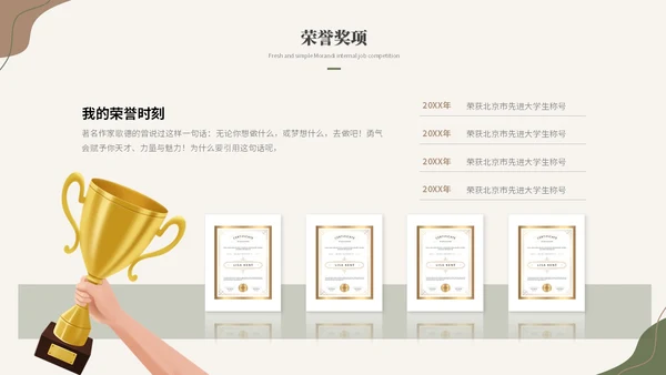 简约时尚莫兰迪风公司内部岗位竞聘述职报告ppt模板