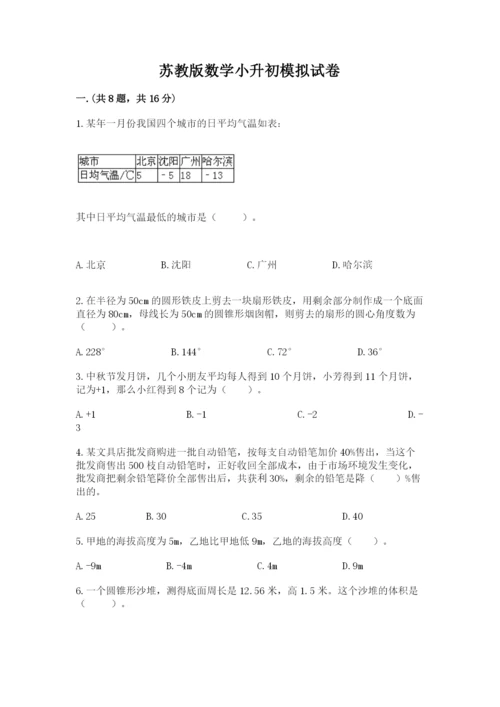 苏教版数学小升初模拟试卷及参考答案（完整版）.docx