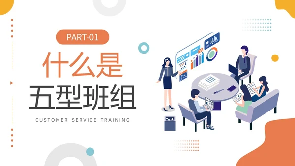 插画风简洁彩色五型班组创建精英团队商务PPT培训
