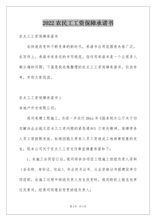 2022农民工工资保障承诺书.docx