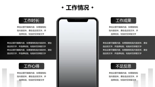 极简几何形状白底黑白述职汇报总结PPT模板