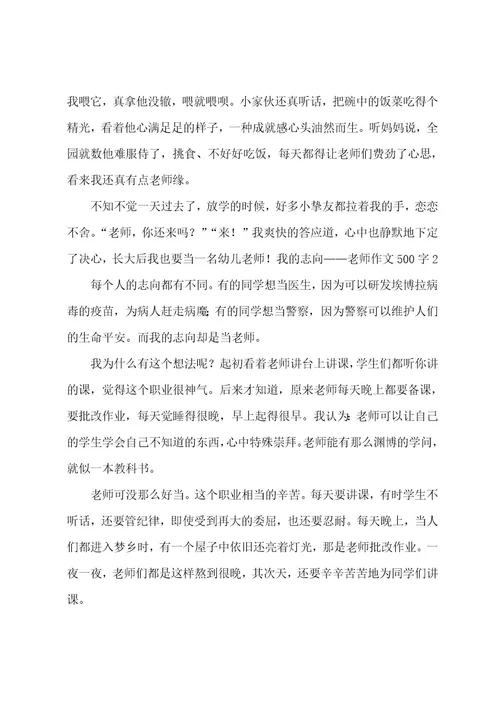 我的理想老师作文500字