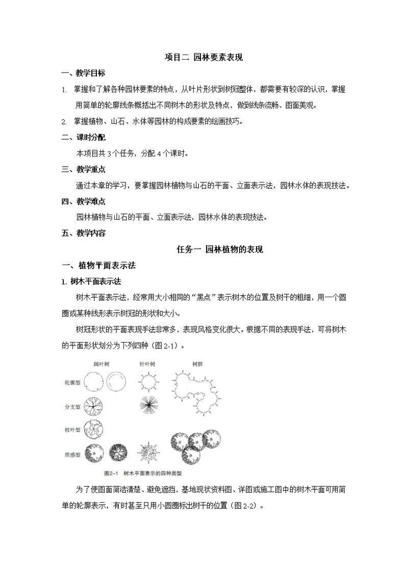 园林制图教案02项目二园林要素表现