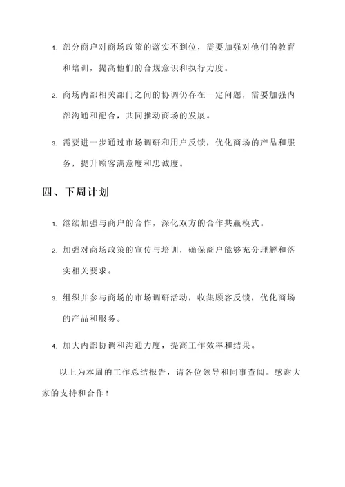 商场督导工作汇报