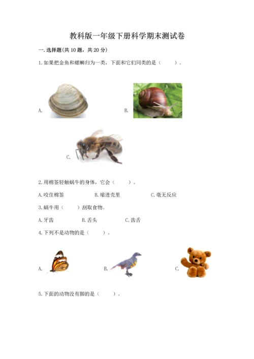 教科版一年级下册科学期末测试卷精品（典型题）.docx