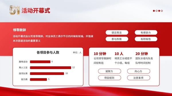红金党政风劳动节企业团建活动PPT模板