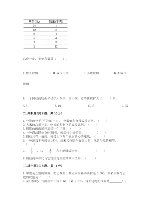 北京版小学六年级下册数学期末综合素养测试卷含答案（实用）.docx