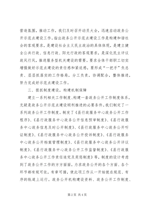 县行政服务中心政务公开示范点建设工作汇报 (2).docx