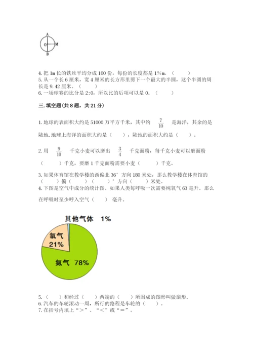 六年级数学上册期末考试卷附答案【精练】.docx