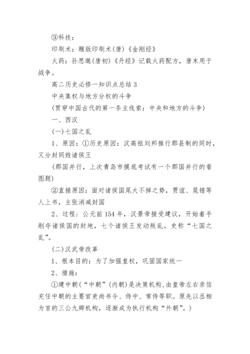 高二历史必修一知识点总结归纳.docx