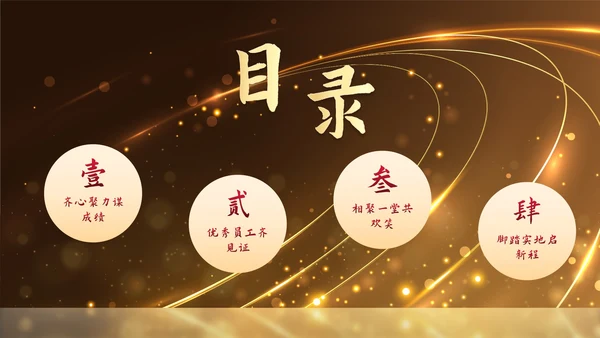 金色奢华金人颁奖典礼年终总结PPT模板