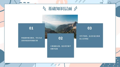 蓝色简约几何小清新植物教学教育成绩质量分析会PPT