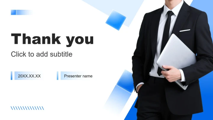 蓝色渐变商务风自我介绍述职汇报PPT主题模板