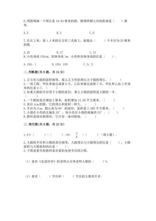 小学六年级上册数学期末测试卷带答案（轻巧夺冠）.docx