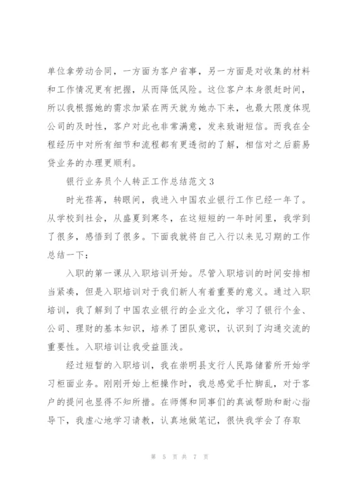 银行业务员个人转正工作总结范文.docx