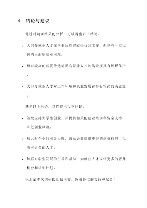 调研就业人才工作情况汇报