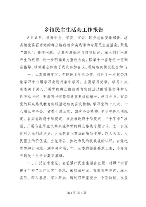 乡镇民主生活会工作报告.docx