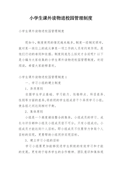 小学生课外读物进校园管理制度.docx