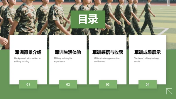绿色商务风军训心得体会分享PPT模板