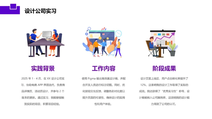 紫色简约视觉传达与设计专业大学生职业生涯规划发展展示PPT