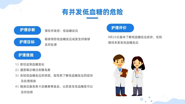蓝色插画风酮症酸中毒护理查房培训