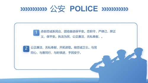 蓝色大气公安警察派出所年年终总结演讲PPT模板