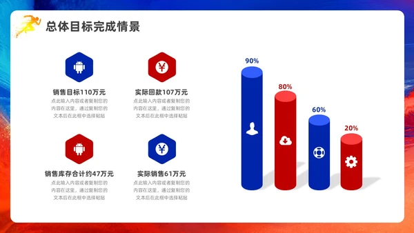 蓝色红色科技风销售年终工作总结PPT模板销售年终总结