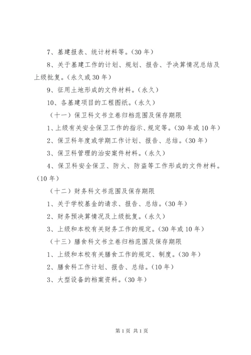 学校各科室文书档案归档范围.docx